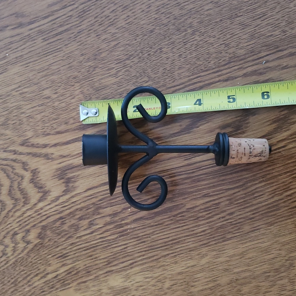 Black Metal Candle Holder/Wine Bottle Stopper